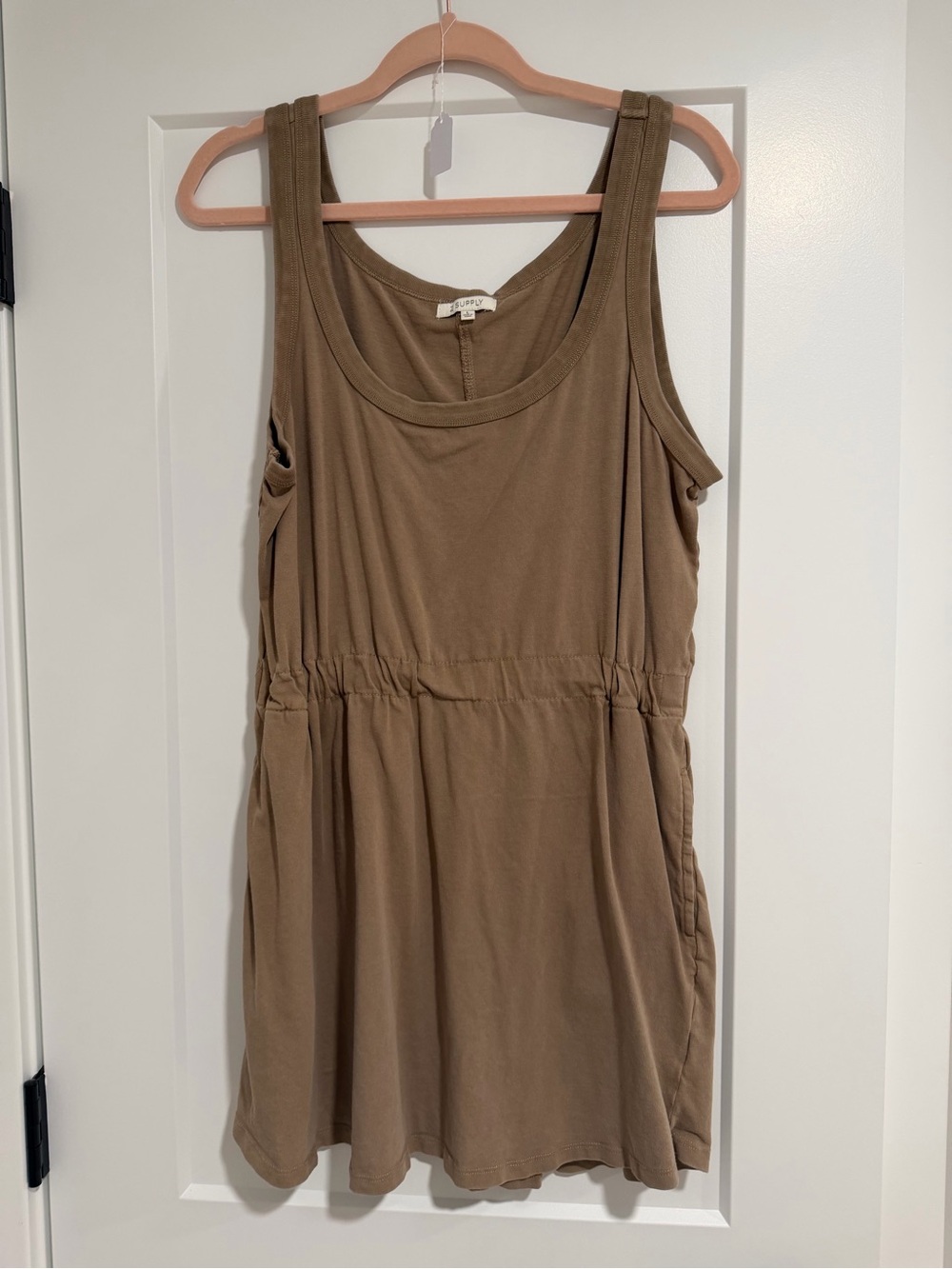 Z Supply Tan Sleeveless Drawstring Mini Dress